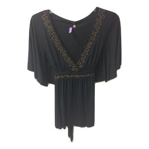 New Emma & Sam Embroidered V-Neck Surplice Blouse
